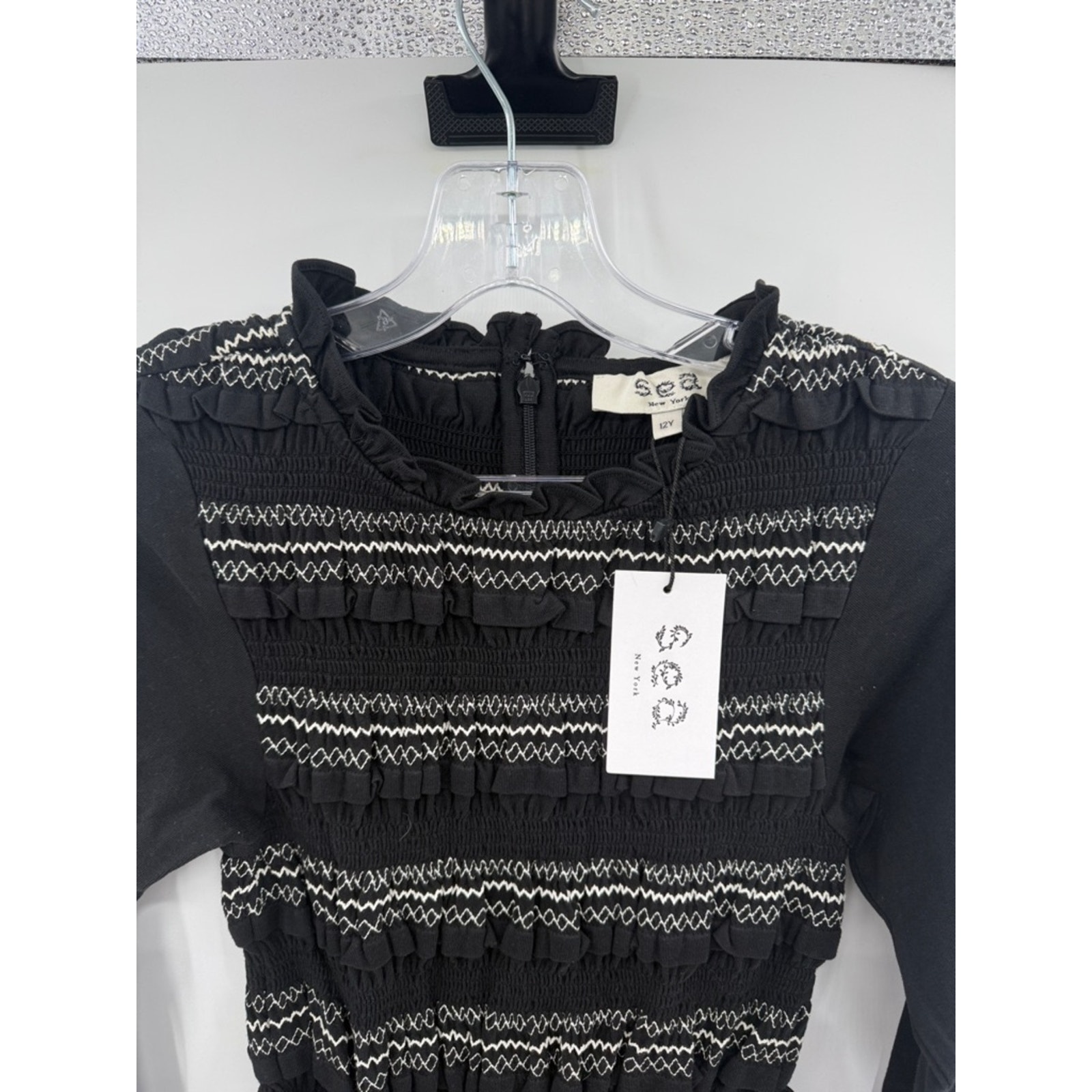 Sea New York Girls Mable Cambric Ls Smocked Dress - Black - 12y - New With Tags — image 2 of 8